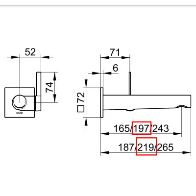 Keuco IXMO sieninis praustuvo maišytuvas (219mm), kvadratinė apdaila