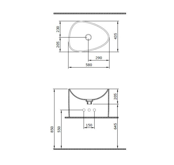 BOCCHI praustuvas ETNA Monoblok 580x435 (1162)