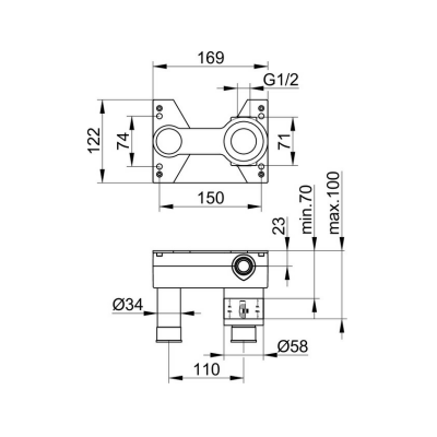 Keuco potinkinė dalis dviejų dalių praustuvo maišytuvui