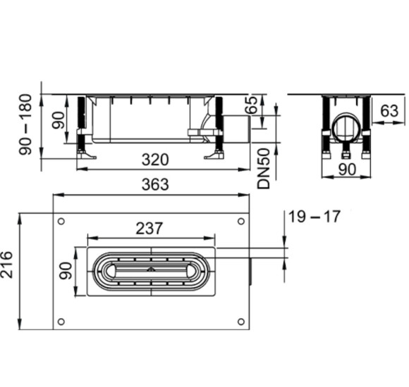 Polipropileninis trapas 90-180 mm