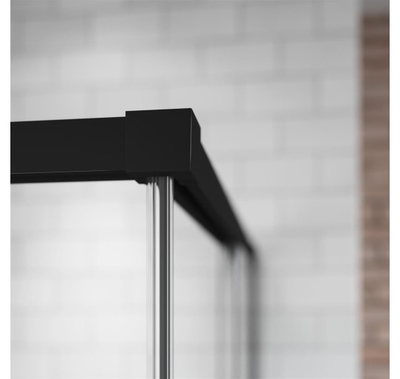 Idea Black KDD 90x90x200 dušo kabina, juodi profiliai, skaidrus stiklas
