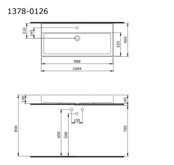 BOCCHI Milano pakabinamas/pastatomas praustuvas 1000x465