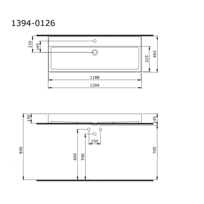 BOCCHI Milano pakabinamas/pastatomas praustuvas 1200x465mm