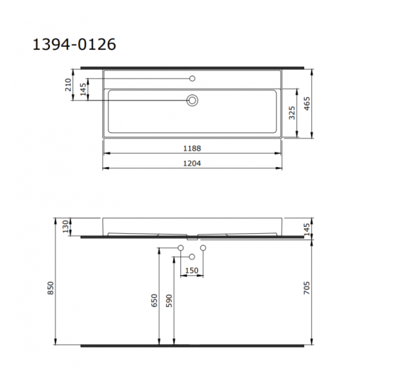 BOCCHI Milano pakabinamas/pastatomas praustuvas 1200x465mm