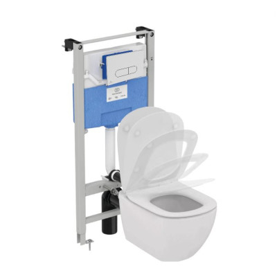 Ideal Standard Tesi "AquaBlade" pakabinamo klozeto komplektas 3in1 (Rėmas, mygtukas, klozetas)