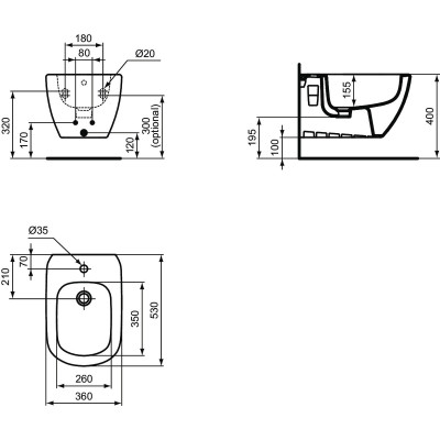 Ideal Standard Tesi pakabinama bide, balta, T457001