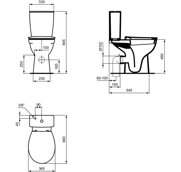 Ideal Standard Eurovit+ pastatomas klozetas be bakelio, White, W328901