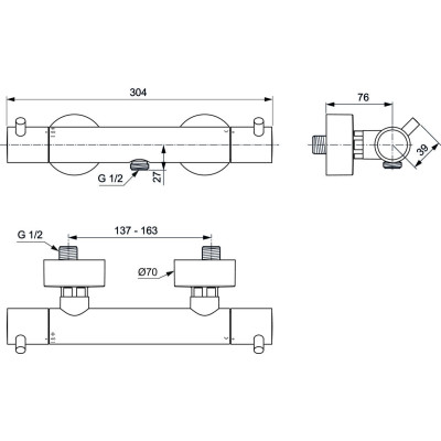 Ideal Standard CERATHERM T125 termostatinis dušo maišytuvas, pasirenkama spalva
