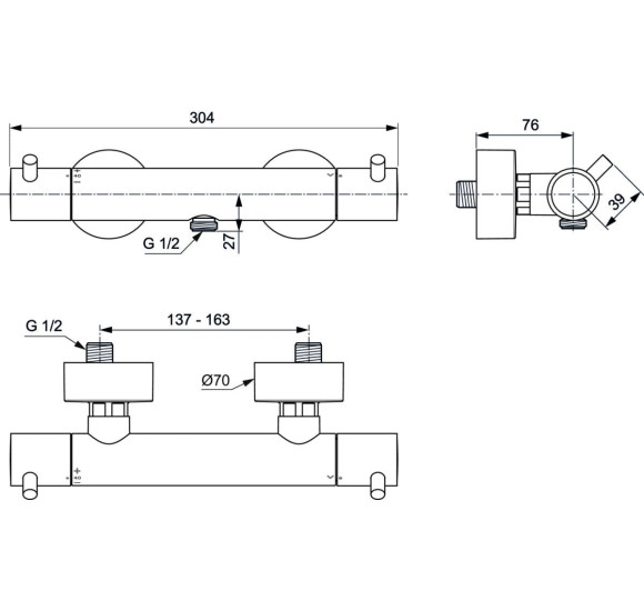 Ideal Standard CERATHERM T125 termostatinis dušo maišytuvas, pasirenkama spalva