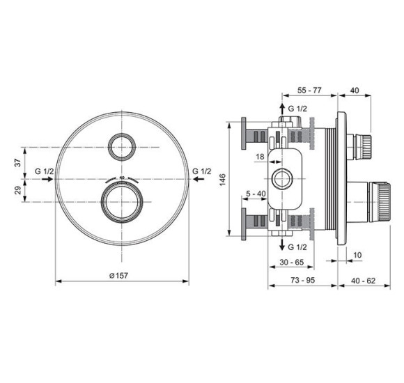 Ideal Standard Ceratherm Navigo Kit2 apvalus dušo/vonios maišytuvas, pasirenkama spalva