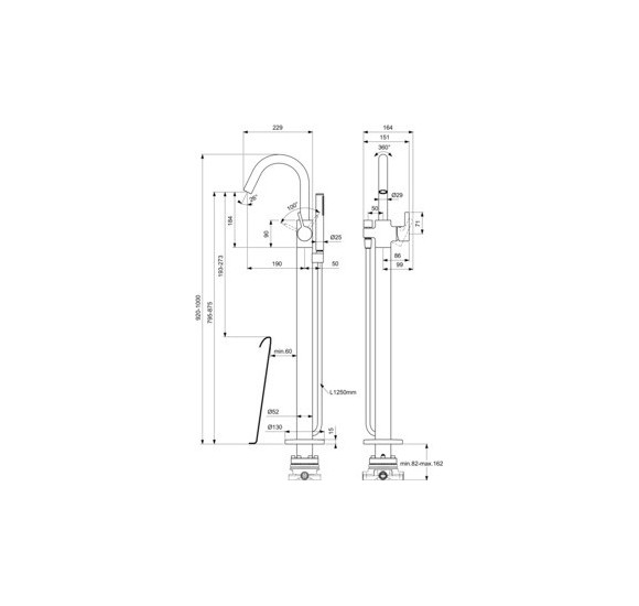 Ideal Standard Joy pastatomas vonios maišytuvas, pasirenkama spalva