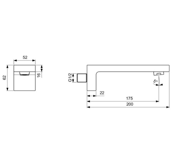 Ideal Standard Extra vonios maišytuvo snapas, pasirenkama spalva