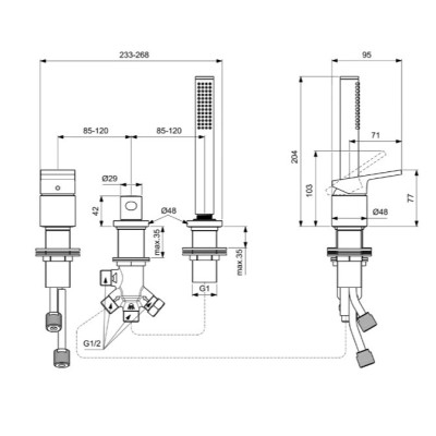Ideal Standard Extra 3 dalių vonios maišytuvas, pasirenkama spalva