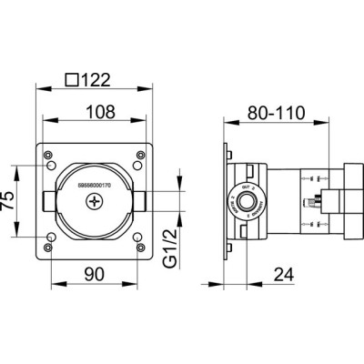 Keuco IXMO potinkinė dalis maišytuvo diverteriui, 2 krypčių