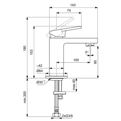 Ideal Standard Extra Piccolo maišytuvas praustuvui, BD503, pasirenkama spalva