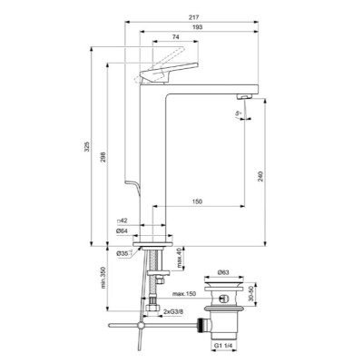 Ideal Standard Extra Vessel maišytuvas praustuvui, BD507, pasirenkama spalva