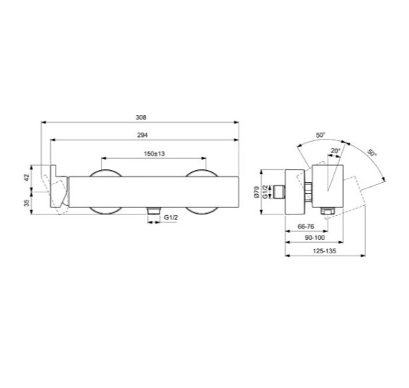 Ideal Standard Extra dušo maišytuvas, BD512, pasirenkama spalva