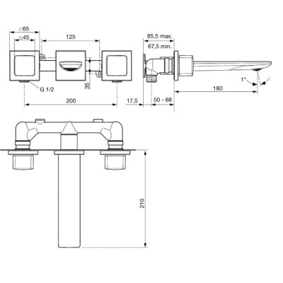 Ideal Standard Conca 3 dalių maišytuvas praustuvui, A7445AA, pasirenkama spalva