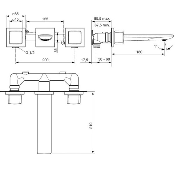 Ideal Standard Conca 3 dalių maišytuvas praustuvui, A7445AA, pasirenkama spalva