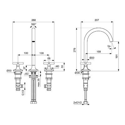 Ideal Standard Joy Neo 3 dalių maišytuvas praustuvui, BD145, pasirenkama spalva