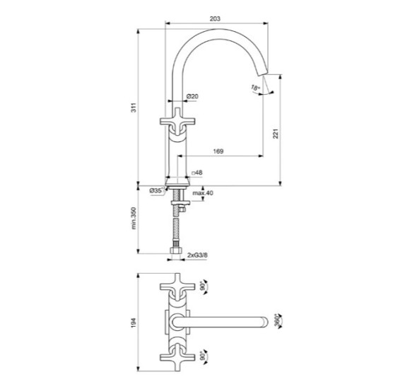 Ideal Standard Joy Neo maišytuvas praustuvui, BD152, pasirenkama spalva