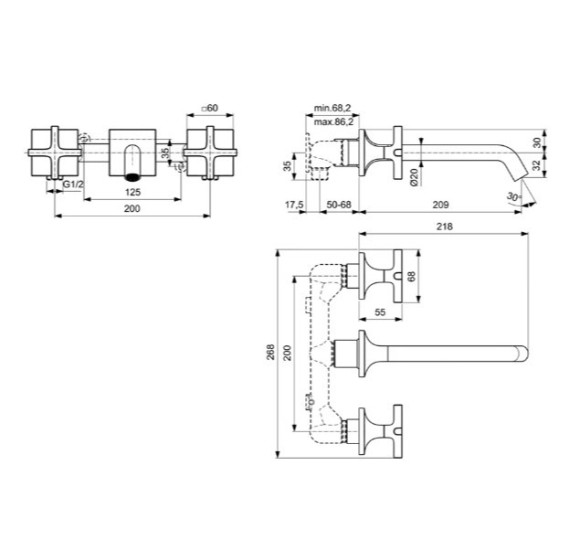 Ideal Standard Joy Neo 3 dalių maišytuvas praustuvui, BD153, pasirenkama spalva