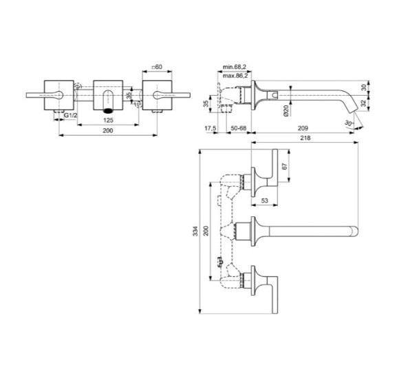 Ideal Standard Joy Neo 3 dalių maišytuvas praustuvui, BD154, pasirenkama spalva