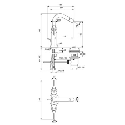 Ideal Standard Joy Neo bide maišytuvas su dugno vožtuvu, BD441, pasirenkama spalva