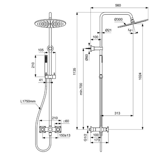 Ideal Standard Joy Neo dušo sistema, pasirinkite spalvą