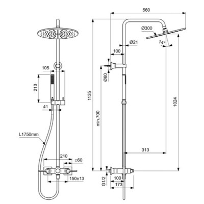 Ideal Standard Joy Neo dušo sistema (BD159AA), pasirenkama spalva