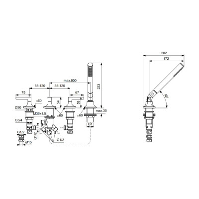 Ideal Standard Joy Neo 4 dalių vonios maišytuvas, BD167, pasirenkama spalva