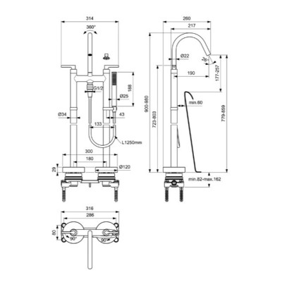 Ideal Standard Joy Neo pastatomas vonios maišytuvas, BD169, pasirenkama spalva