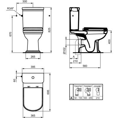 Ideal Standard Calla pastatomo WC bakelis, E251301