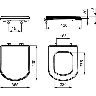 Ideal Standard Calla unitazo dangtis, lėtai nusileidžiantis, E2518