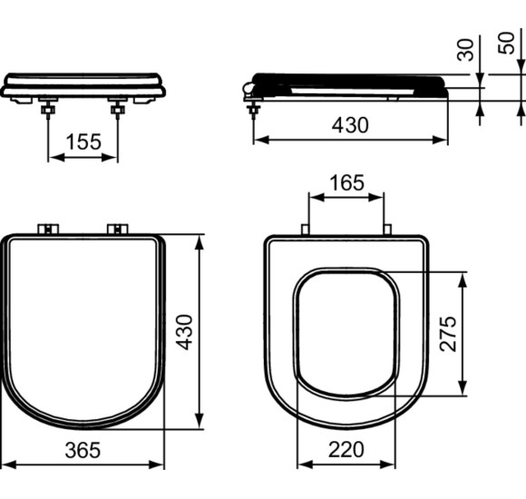 Ideal Standard Calla unitazo dangtis, lėtai nusileidžiantis, E2518