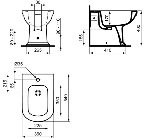 Ideal Standard Calla prie sienos statoma bide, E222601