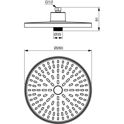 Ideal Standard ALU+ apvali dušo galva 260 mm, BD581, pasirenkama spalva