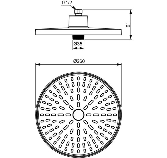 Ideal Standard ALU+ apvali dušo galva 260 mm, BD581, pasirenkama spalva