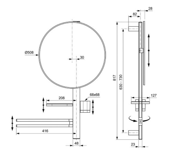 Ideal Standard ALU+ L veidrodėlis, BD587, pasirenkamos spalvos