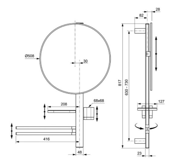 Ideal Standard ALU+ M veidrodėlis-stovas, BD588, pasirenkite spalvą
