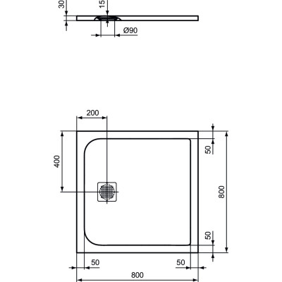 Ideal Standard Ultra Flat S dušo padėklas, 80x80cm, K8214, pasirenkama spalva