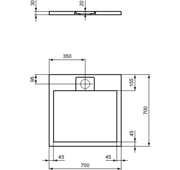 Ideal Standard Ultra Flat S i.life dušo padėklas, 70x70cm, T5246, pasirenkama spalva