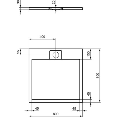 Ideal Standard Ultra Flat S i.life dušo padėklas, 80x80cm, T5229, pasirenkama spalva