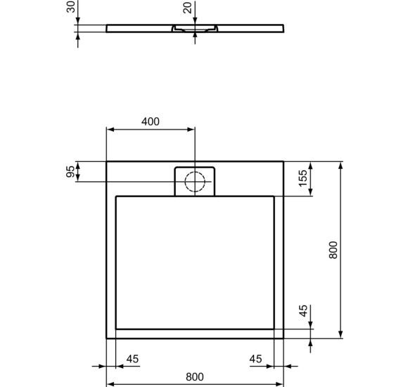 Ideal Standard Ultra Flat S i.life dušo padėklas, 80x80cm, T5229, pasirenkama spalva