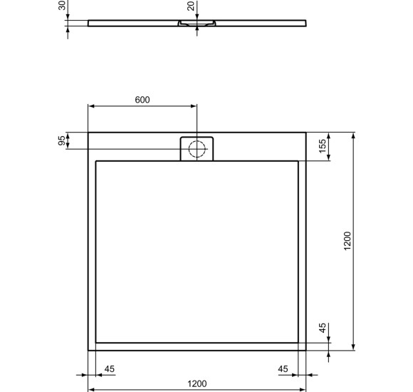 Ideal Standard Ultra Flat S i.life dušo padėklas, 120x120cm, T5242, pasirenkama spalva