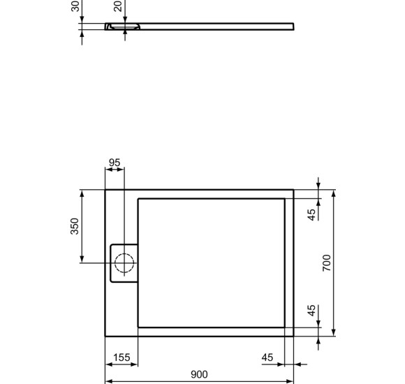 Ideal Standard Ultraflat S i.life dušo padėklas, 90x70cm, T5237, pasirenkama spalva