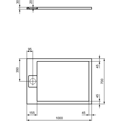 Ideal Standard Ultraflat S i.life dušo padėklas, 100x70cm, T5240, pasirenkama spalva