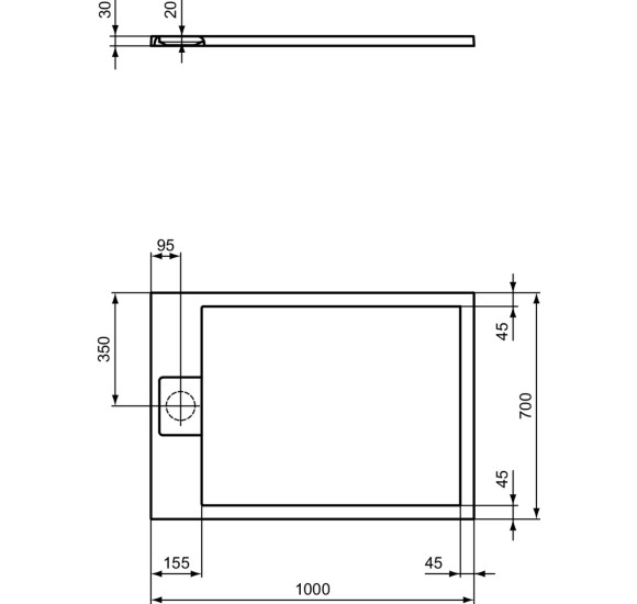 Ideal Standard Ultraflat S i.life dušo padėklas, 100x70cm, T5240, pasirenkama spalva