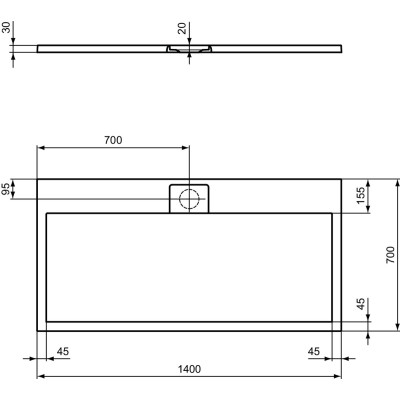 Ideal Standard Ultraflat S i.life dušo padėklas, 140x70cm, T5241, pasirenkama spalva