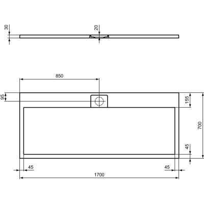 Ideal Standard Ultraflat S i.life dušo padėklas, 170x70cm, T5244, pasirenkama spalva